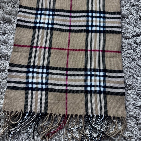Classic Tan Plaid Cashmere Scarf - Picture 3 of 3